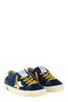 Golden Goose Low-top May Sneakers In Blue Suede And White Leather In Blue