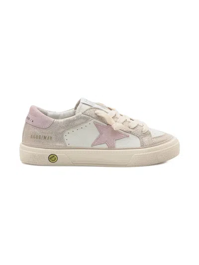 Golden Goose Kids' May Star-detail Leather Sneakers In Neutral