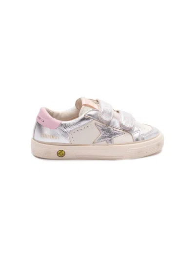 Golden Goose Kids' May Star Sneakers In Silver