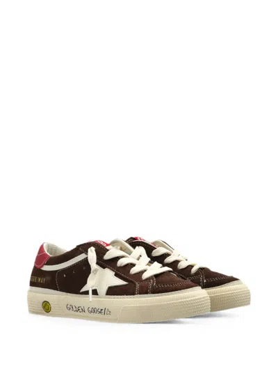 Golden Goose Kids' May Star-patch Sneakers In Brown