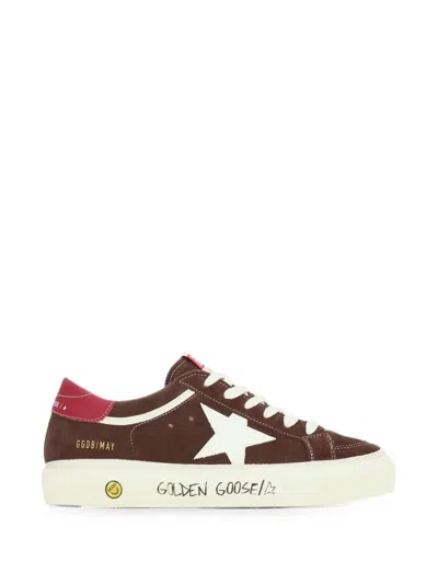 Golden Goose Kids' May Star-patch Sneakers In Brown