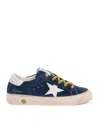 Golden Goose Low-top May Sneakers In Blue Suede And White Leather In Blue