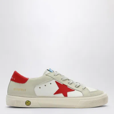 Golden Goose May Leather And Nabuk Upper Leather Star And Heel In White