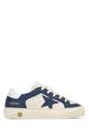 Golden Goose May With Double Quarter And Toe Leather Upper Star And Heel - Include Codice Gyf In White Medieval Blu 11886