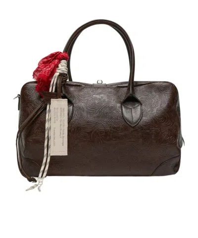 Golden Goose Medium Vita Bag In Mahogany Leather With Charms And Silver Details In Brown