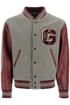 Golden Goose Melange Wool Bomber Jacket In Melange Grey/ Vineyard Wine (grey)