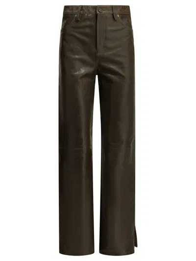 Golden Goose Melany Paneled Calf Leather Pants In Green