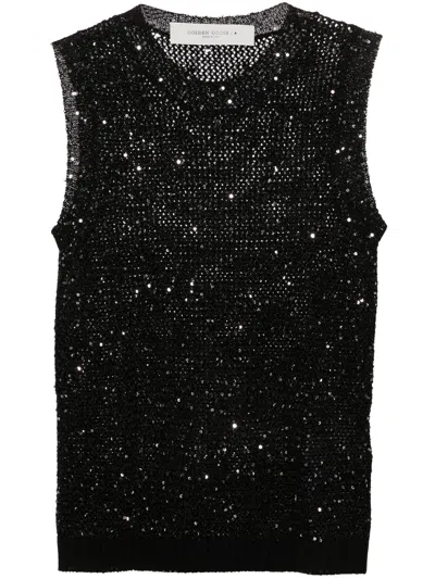 Golden Goose Melyssa Mesh Knit Top In Black