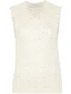 Golden Goose Knitted Vest With Sequins Embell In Neutrals