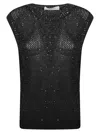 Golden Goose Sleeveless Top Round Neck Sequin Embellishments In Black