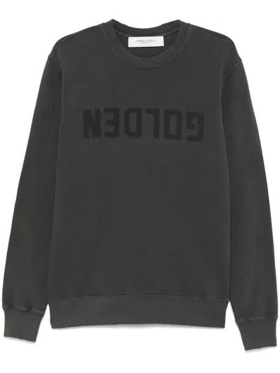 Golden Goose Cotton Sweatshirt With Logo Print In Gray