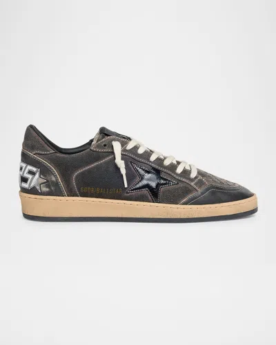 Golden Goose Men's Ball Star Denim And Leather Low-top Sneakers In Black
