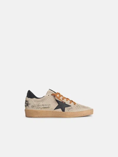 Golden Goose Men's Ball-star In Grey Suede With Black Leather Star And Heel