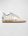 Golden Goose Ball Star Leather Sneakers In Optic Whitesilv