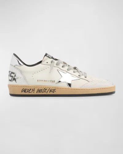 Golden Goose Men's Ball Star Leather Low-top Sneakers In Optic Whitesilv