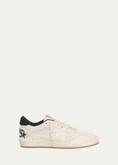 Golden Goose Men's Ball Star Perforated Leather Low-top Sneakers In Weiss