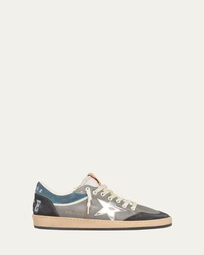 GOLDEN GOOSE MEN'S BALLSTAR LEATHER AND SUEDE LOW-TOP SNEAKERS