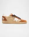 Golden Goose Men's Ballstar Low-top Nubuck Leather Sneakers - Exclusive In Beige/white