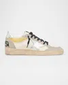 Golden Goose Men's Ballstar Metallic Leather Low-top Sneakers, Exclusive In White/grey