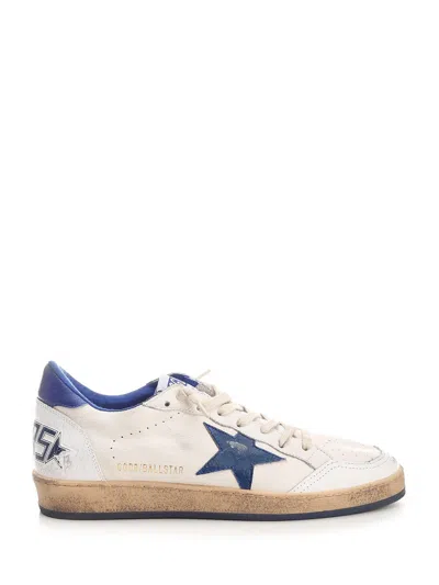 Golden Goose Ballstar White Low Top Sneakers With Star Patch On The Side And Maxi Lettering On The Rear In Leathe