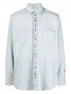 Golden Goose Golden Collection Bleached Denim Shirt In Blue