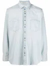 Golden Goose Golden Collection Bleached Denim Shirt In Blue