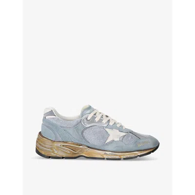 Golden Goose Mens Blue Other Running Dad Contrast-panel Leather And Suede Low-top Trainers