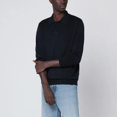 Golden Goose Navy Blue Wool Polo Men In Black