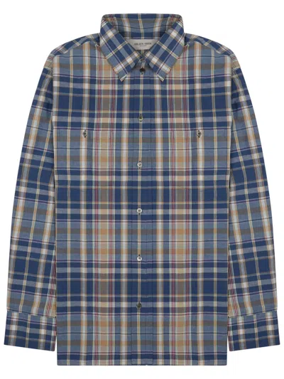 Golden Goose Men's Casual Cotton Shirt - Ss26 Collection In Blue