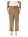 Golden Goose Khaki Beige Cotton Blend Trousers In Khaki Beige