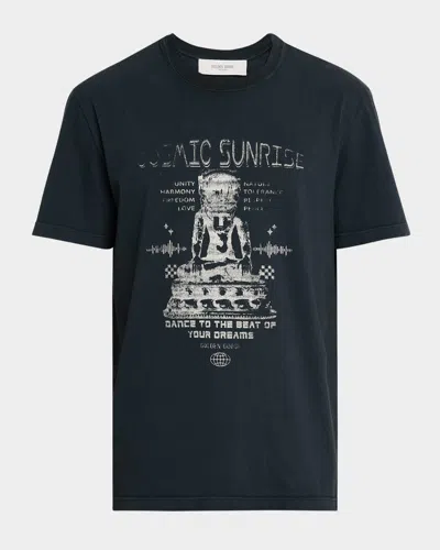 Golden Goose Men's Cosmic Sunrise Jersey T-shirt In Washed Black