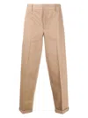 Golden Goose Khaki Beige Cotton Blend Trousers In Beige