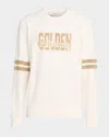 Golden Goose Ivory Cotton Sweatshirt With Contrasting Logo In Gray
