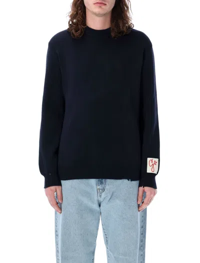 Golden Goose Deluxe Brand Logo Patch Knitted Jumper In Navy
