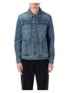 Golden Goose Blue Jacket With Patch Pockets On The Chest And Logoed Metal Buttons