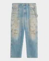 Golden Goose Light Blue Jeans With Sand Wash Distressed Effect In Multi