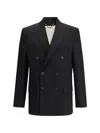 Golden Goose Double Breasted Blazer Wool Gabardine In Black