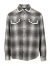 Golden Goose Wool Blend Long Sleeve Checked Shirt In Multi