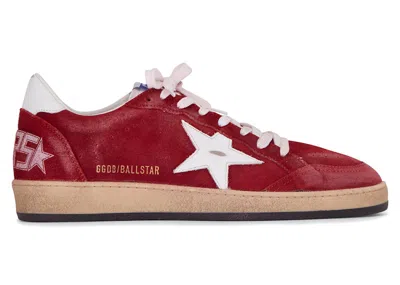 Pre-owned Golden Goose Men's  Ball Star Sneakers In Dark Red/white In Multi