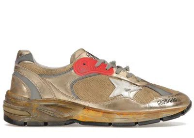 Pre-owned Golden Goose Men's  Dadstar Grey Sneakers In White/red/silver