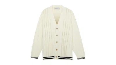 Pre-owned Golden Goose Men's  Logo Cardigan In Ivory In White