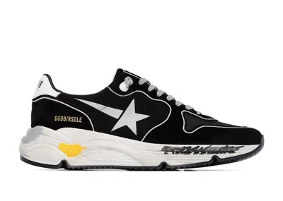 Pre-owned Golden Goose Men's  Running Sole Suede Handpainted Sneakers In Black/silver/white