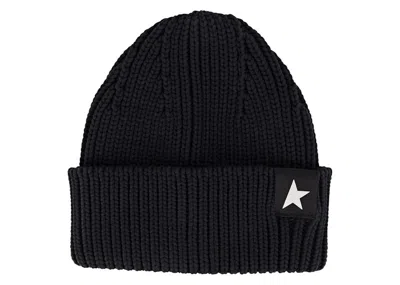 Pre-owned Golden Goose Men's  Star Rib Knit Beanie In Black