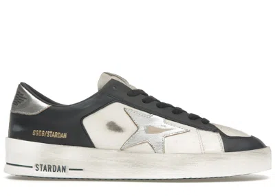 Pre-owned Golden Goose Men's  Stardan Sneakers In Optic White/navy Blue/silver
