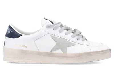 Pre-owned Golden Goose Men's  Stardan White Sneakers In Ice Gray/blue Navy