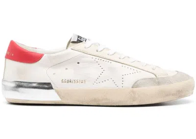 Pre-owned Golden Goose Men's  Super Star Silver Sneakers In White/ivory/red In Multi