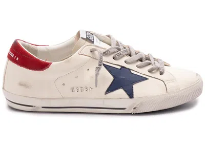 Pre-owned Golden Goose Men's  Super Star Star Sneakers In White/blue/red