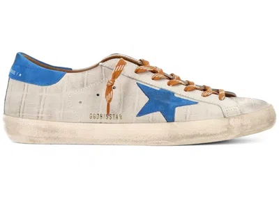 Pre-owned Golden Goose Men's  Superstar Crocprint Sneakers In White/blue In Multi