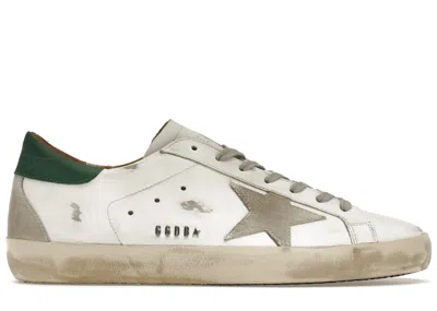 Pre-owned Golden Goose Men's  Superstar Grey Suede Patch Sneakers In White/green