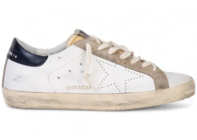 Pre-owned Golden Goose Men's  Superstar Navy Heel Tab Sneakers In White/blue In Multi